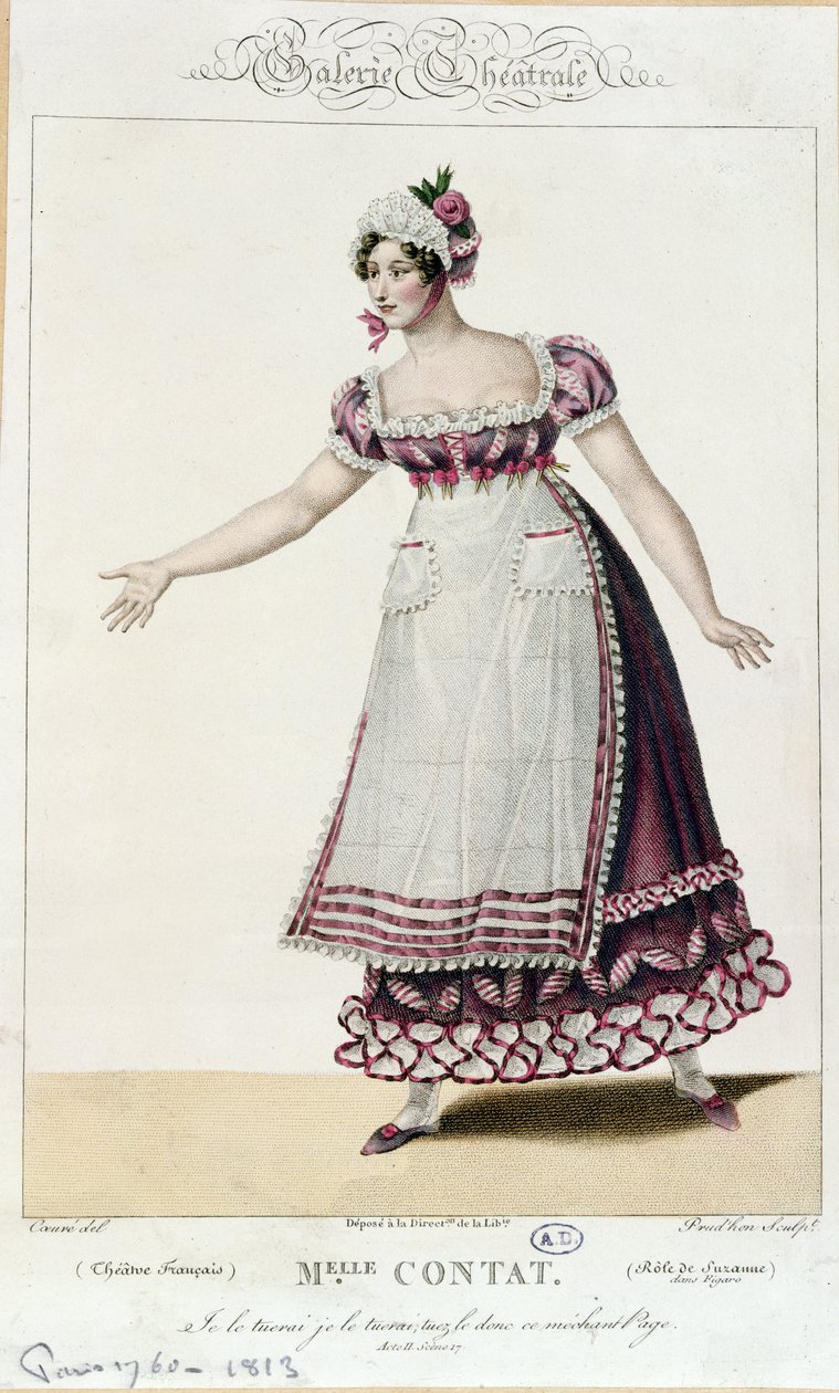 La Actriz Mademoiselle Contat en el papel de Suzanne en Las Bodas de Fígaro de Pierre Augustin Caron de Beaumarchais de French School