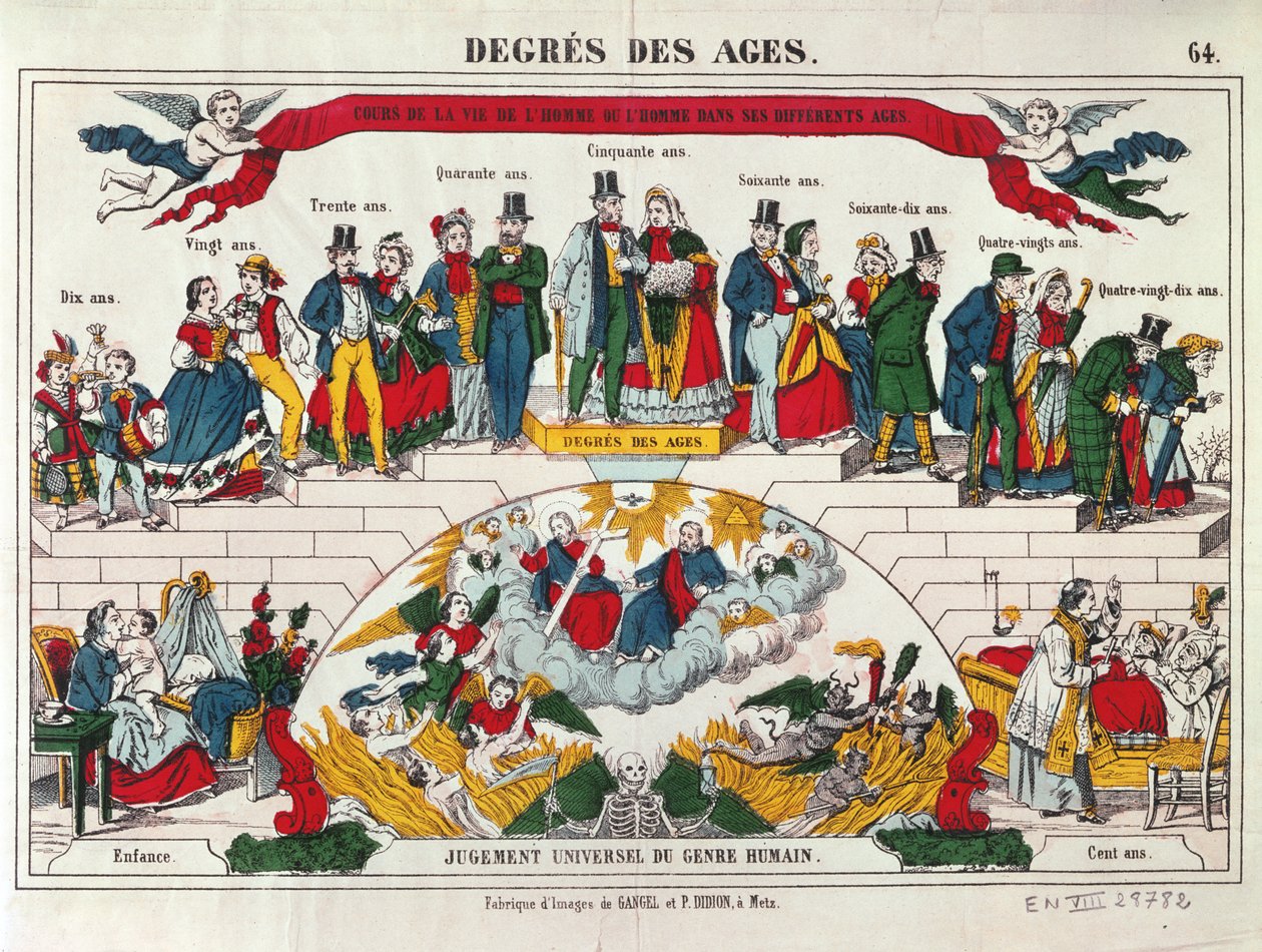 Las Edades de Hombres y Mujeres, Imagerie Gangel, Metz, mediados del siglo XIX de French School