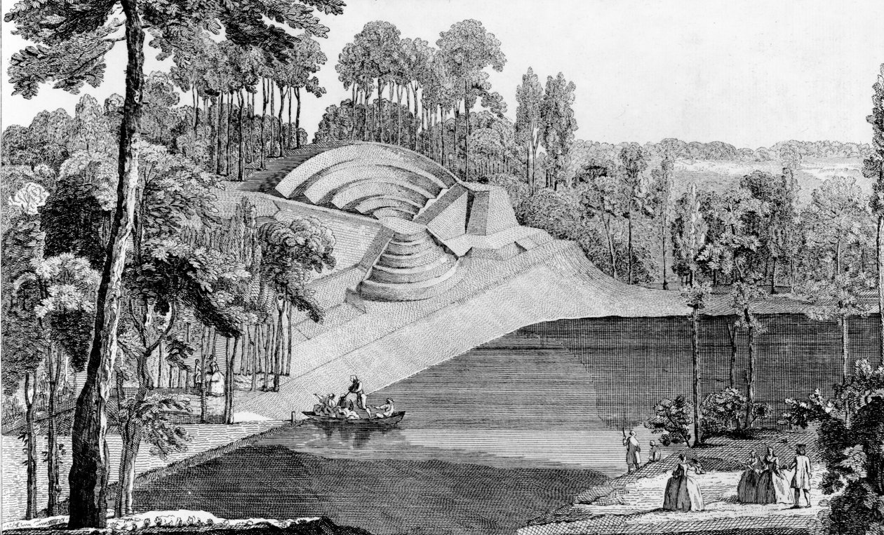 El Anfiteatro de Claremont, a 6 leguas de Londres, de Details des Nouveaux Jardins a la Mode, por George Louis le Rouge, publicado c.1770-87 de French School