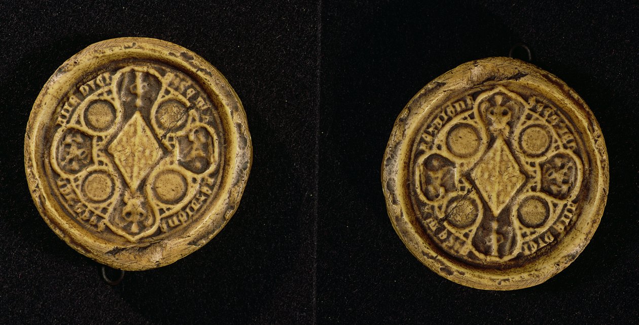 El sello armorial de Jeanne de Penthievre (1319-84) Duquesa de Bretaña y Condesa de Goello, 1369 de French School
