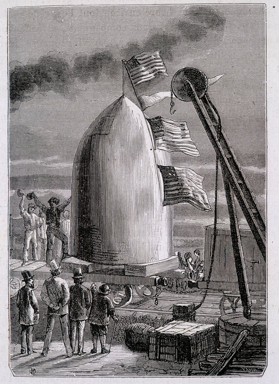 La llegada del proyectil a Stone-Hill - en “De la Tierra a la Luna” de Julio Verne de French School