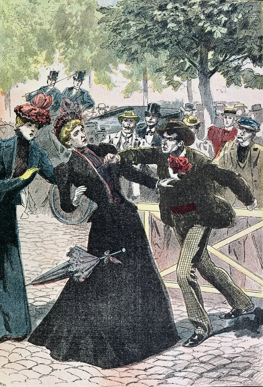 El Asesinato de Isabel (1837-98) Emperatriz de Austria por Luccheni, 10 de septiembre de 1898, ilustración de Le Pelerin, 1898 (grabado en color) de French School