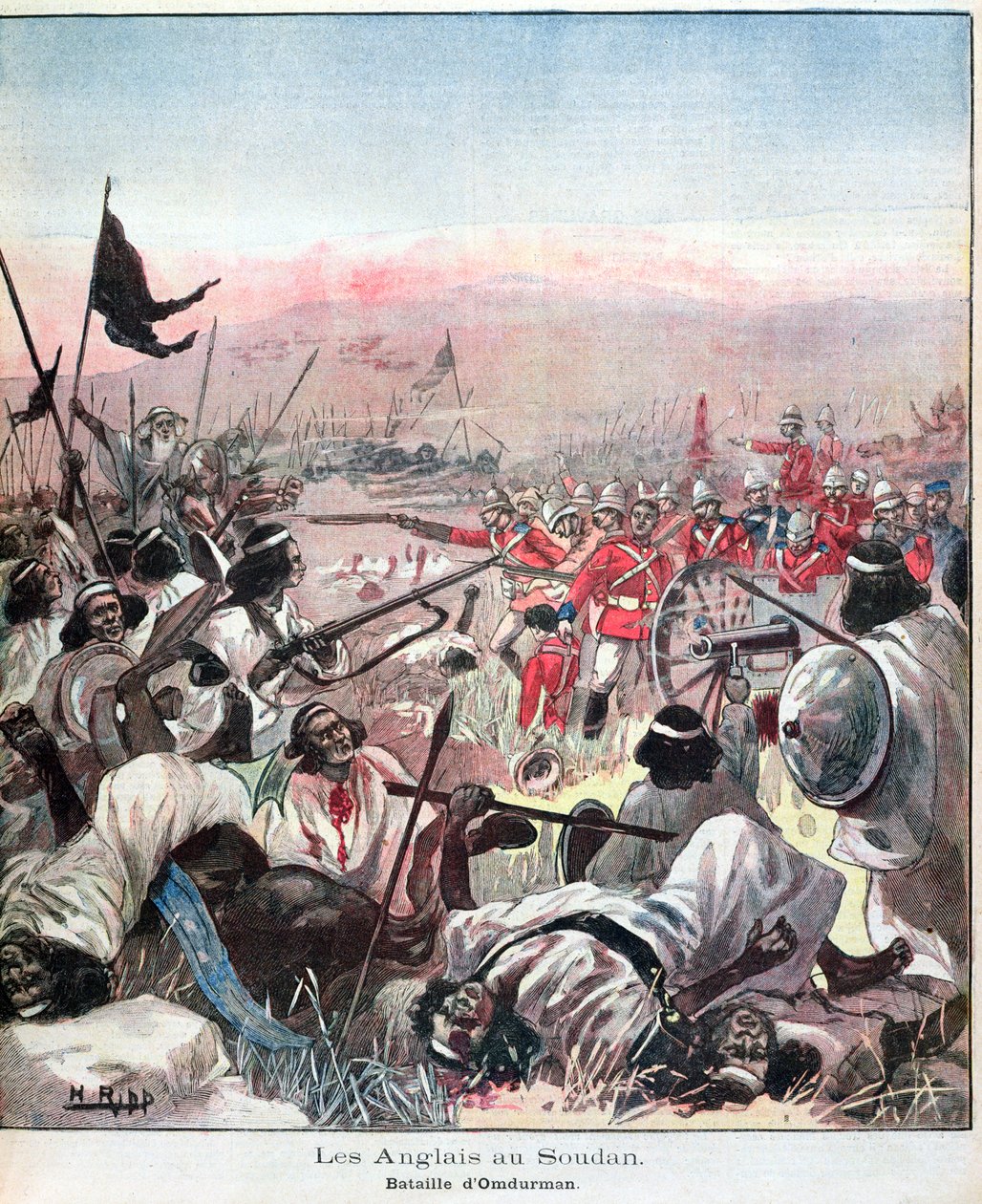 La Batalla de Omdurman, portada de Lectures Pour Le Dimanche, septiembre de 1898 de French School