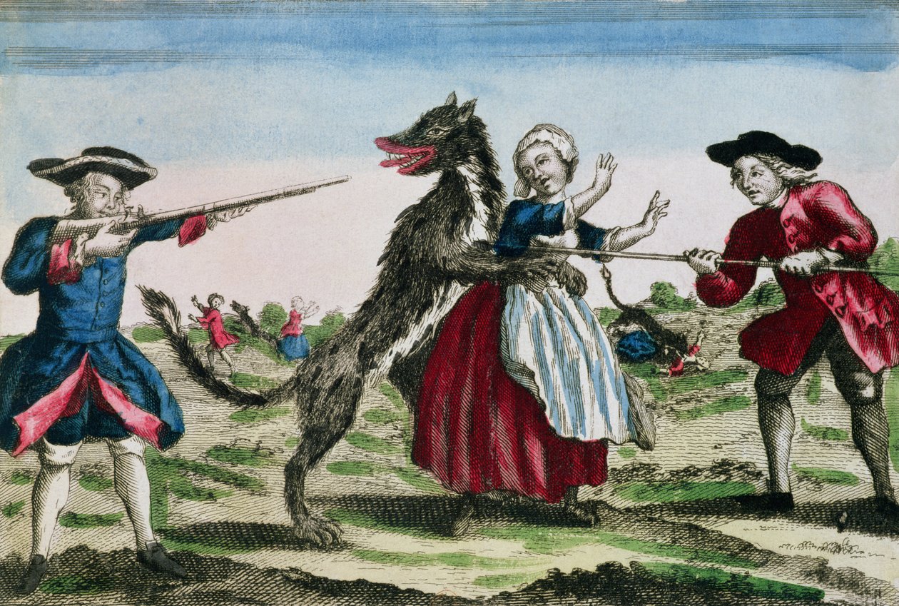 La Bestia de Gévaudan, publicada por Basset, 1764 de French School