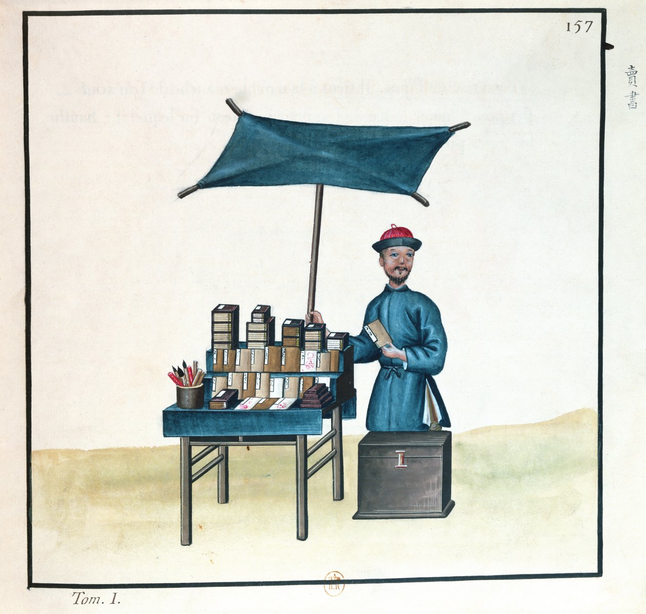 El vendedor de libros, de un libro sobre los pregones callejeros de Pekín, c.1785 de French School