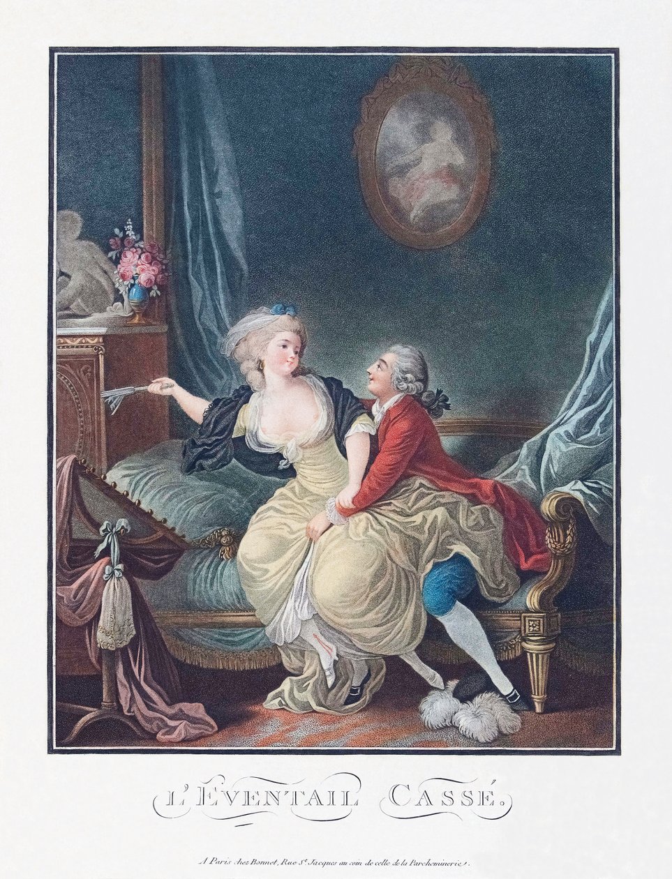 El abanico roto. Seducción sexual. Siglo XVIII. de French School