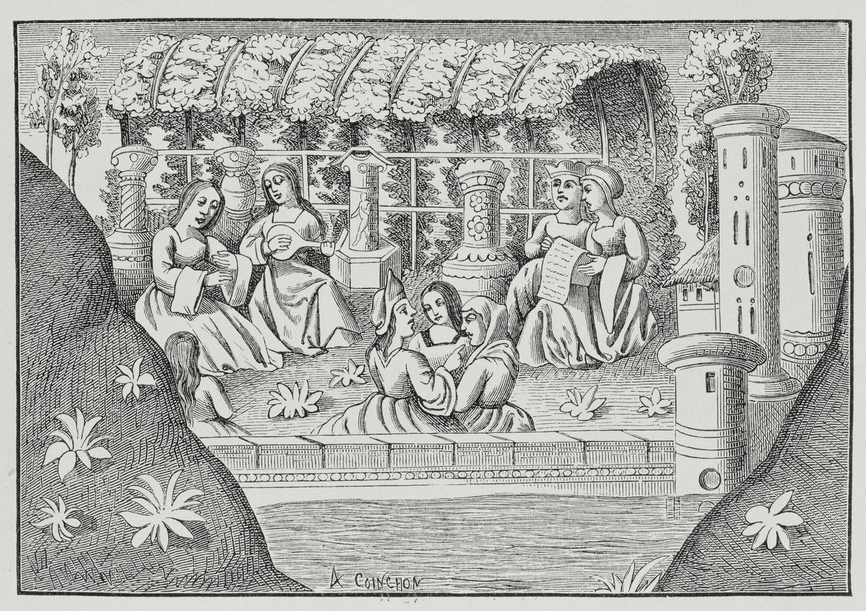 El Castillo de Alamond y sus encantamientos, de Los viajes de Marco Polo, copiado por Albert Coinchon del manuscrito original de French School