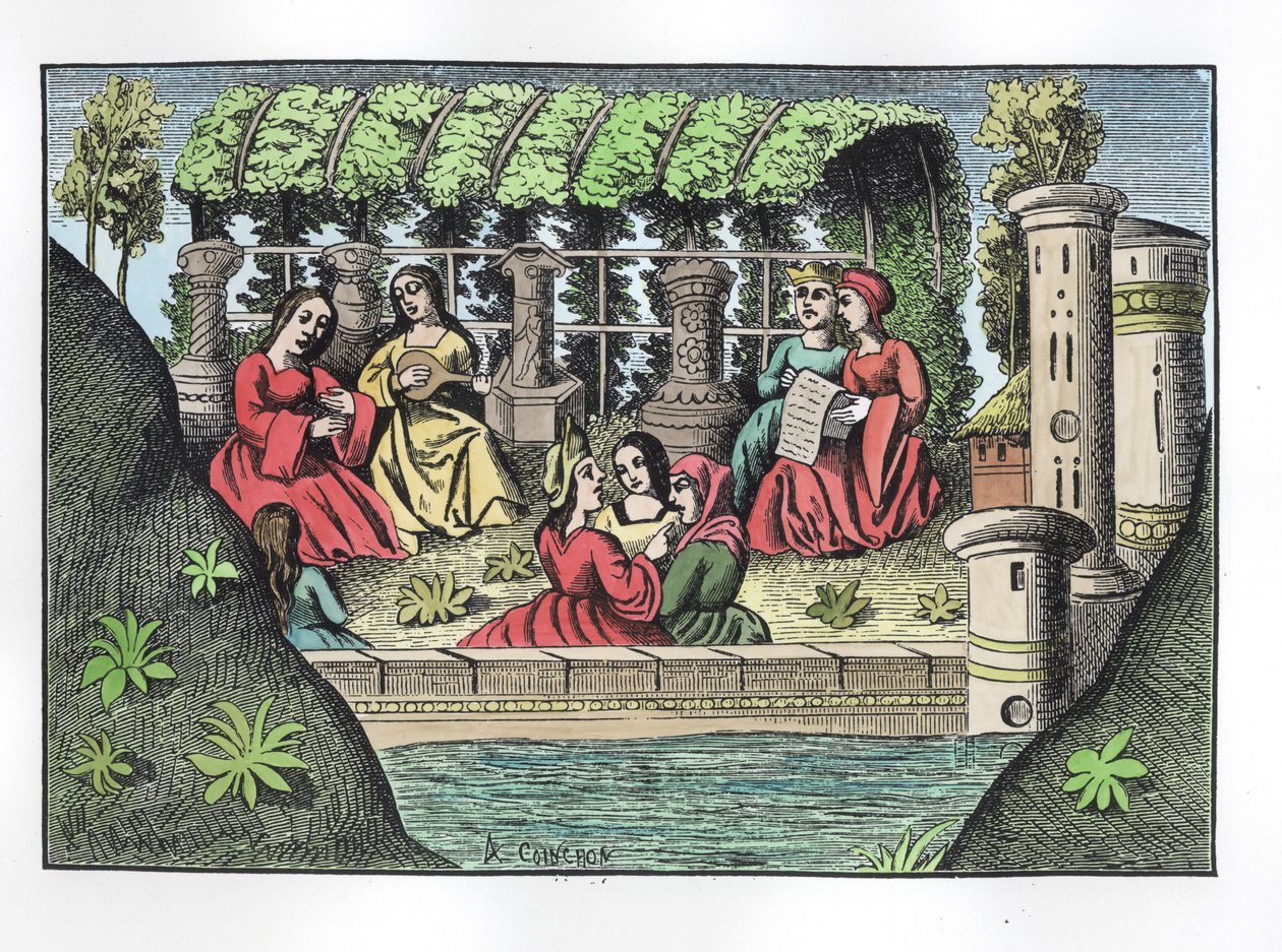 El Castillo de Alamond y sus encantamientos, de Los viajes de Marco Polo, copiado por Albert Coinchon (m.1871) del manuscrito original de French School