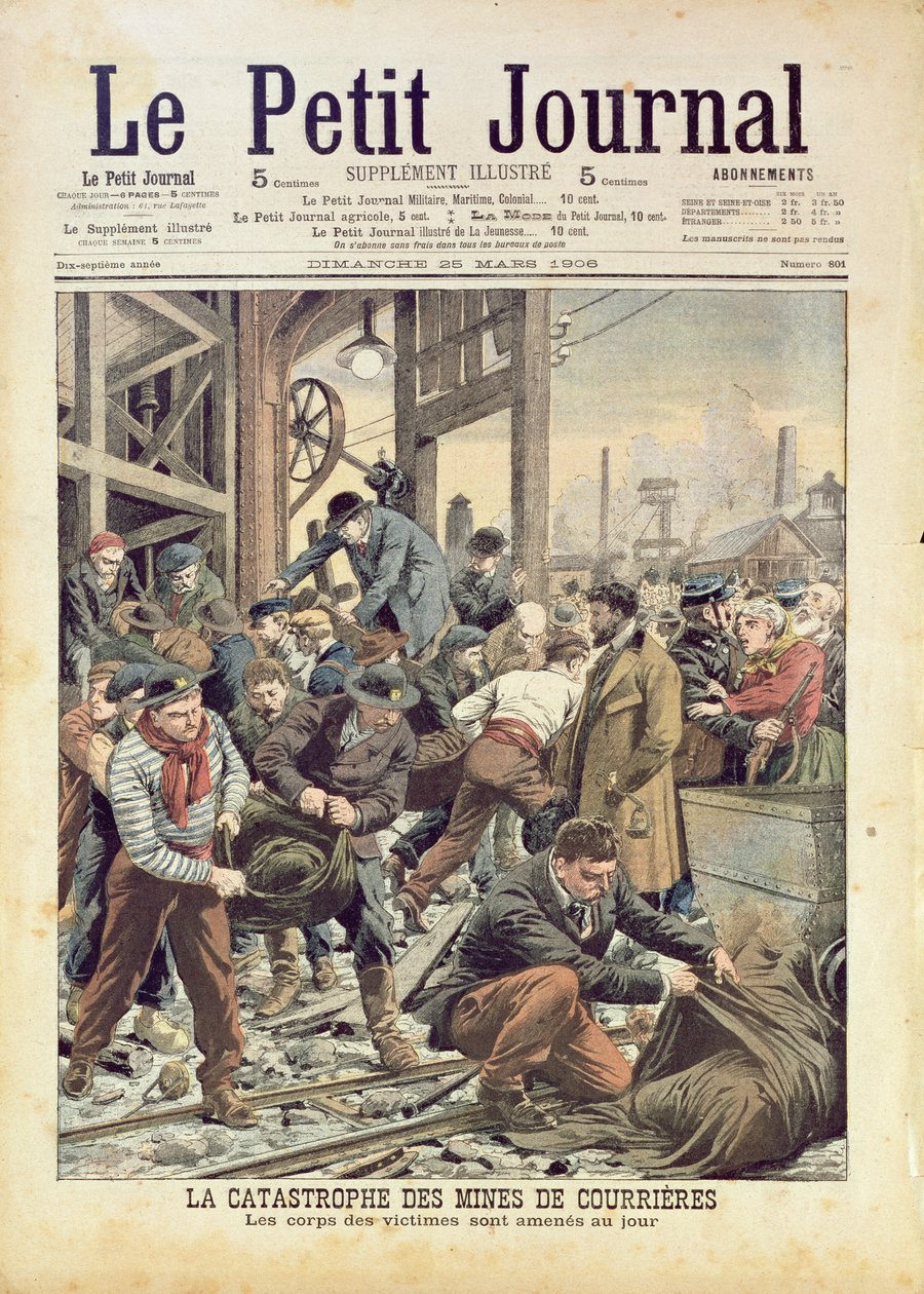 La Catástrofe en Courrieres, del Le Petit Journal, 25 de marzo de 1906 de French School