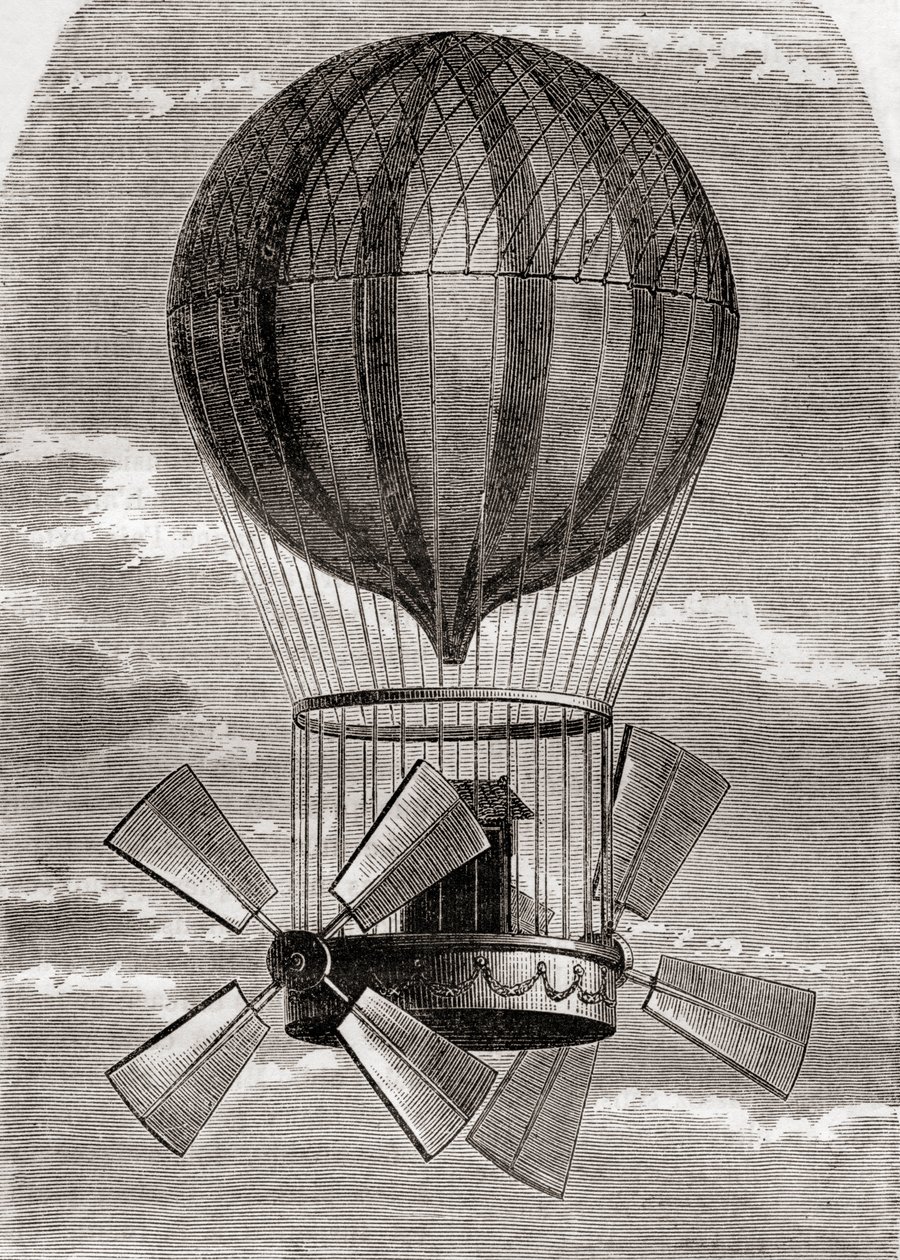 El globo aerostático del Conde de Artois construido por Alban y Vallet en Javelle, cerca de París, Francia en 1785, de Les Merveilles de la Science, publicado c.1870 de French School