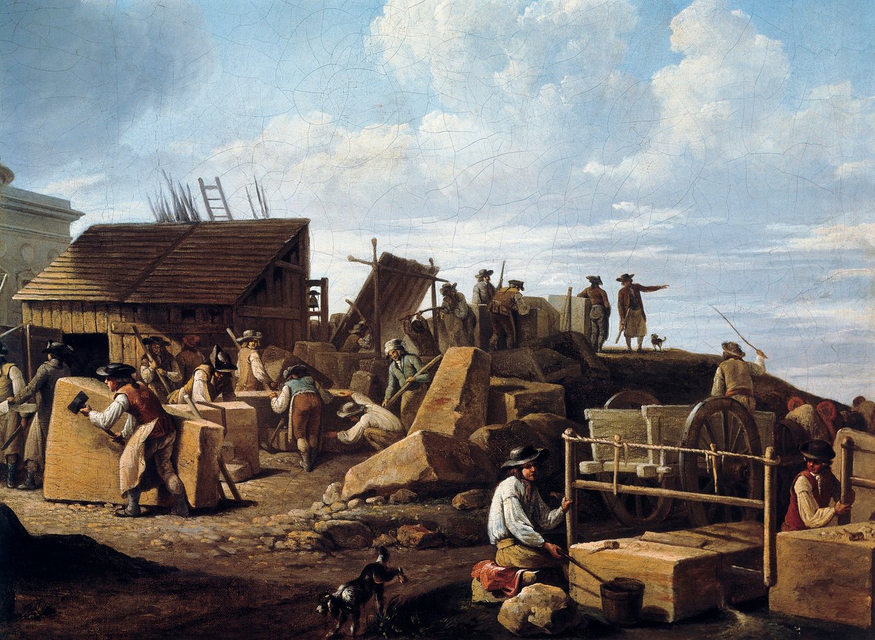 La construcción del Hotel de Salm, París (detalle), en 1786 de French School