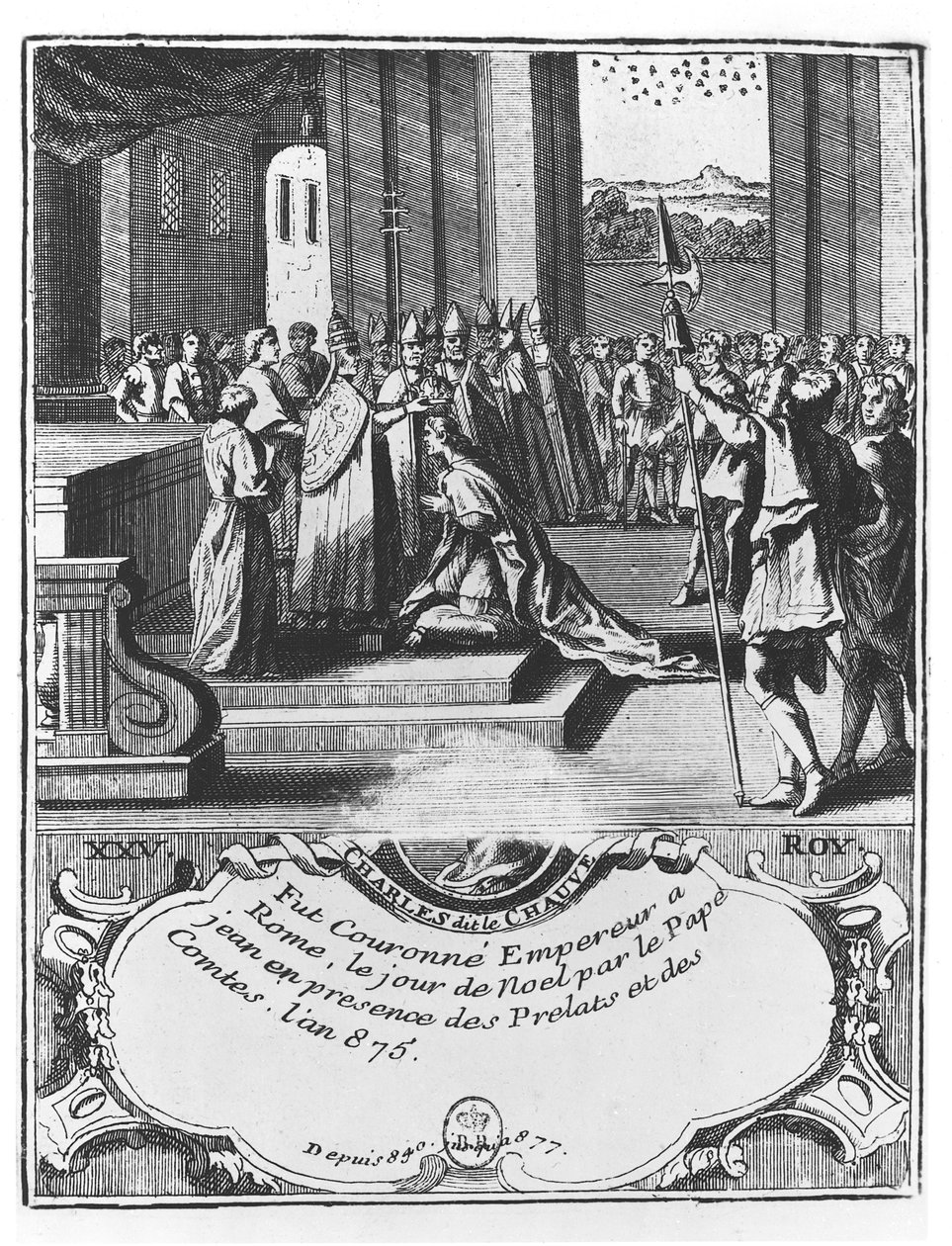 La coronación de Carlos el Calvo en 875 de French School