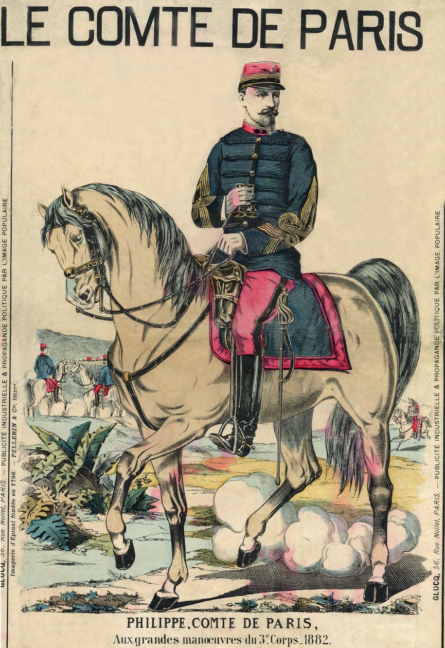 El Conde de París: Felipe de Orleans (1838-1894), fue considerado el heredero del trono de Francia por sus seguidores. Grabado, en "Le Figaro, suplemento", el 30/03/1889, París. de French School