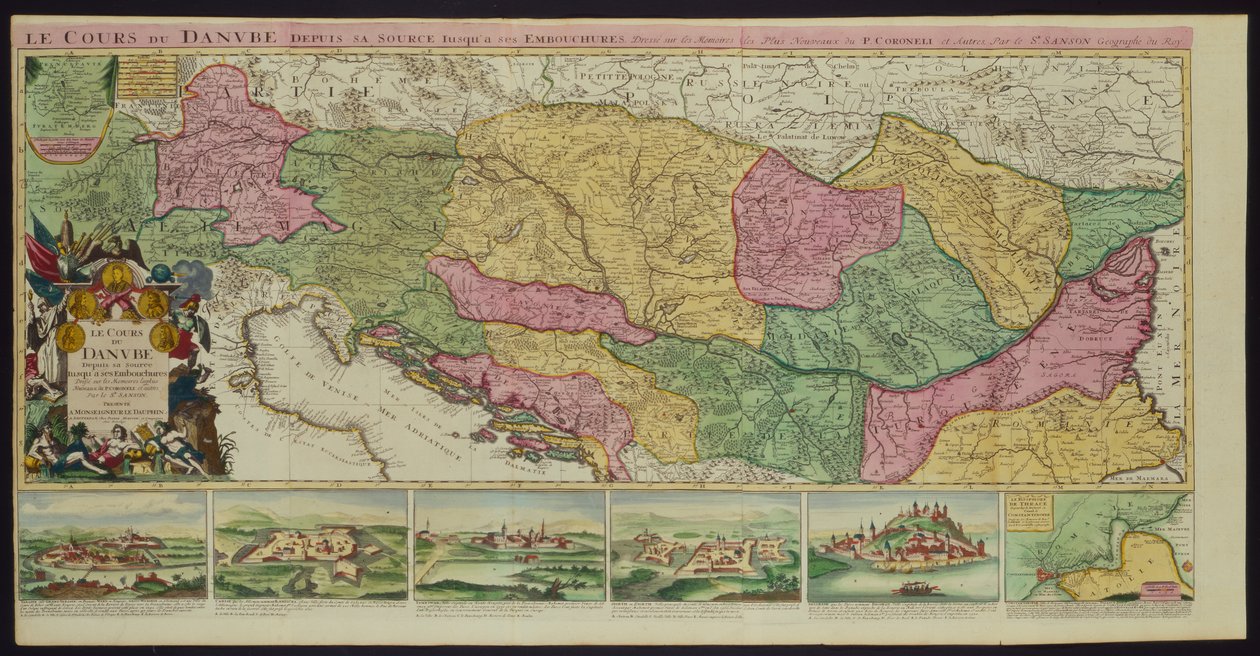 El curso del Danubio desde su fuente hasta su desembocadura, basado en las memorias más recientes de P. Coroneli y S. Sanson, Geógrafo del Rey de French School