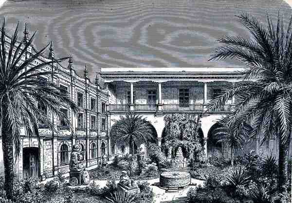 El patio del Museo de México, de Las ciudades antiguas del Nuevo Mundo, por Claude-Joseph-Desire Charnay, pub. 1887 de French School