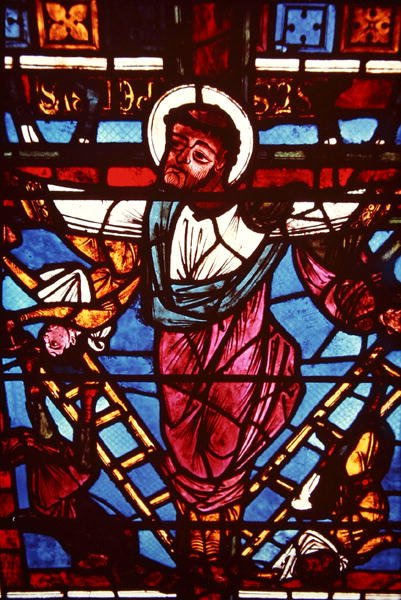 La crucifixión de San Pedro, de la Ventana de la Crucifixión, 1150-70 de French School