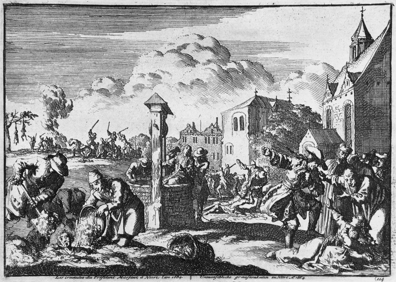 La crueldad del presidente Marsaut en Niort contra los protestantes, 1684 de French School