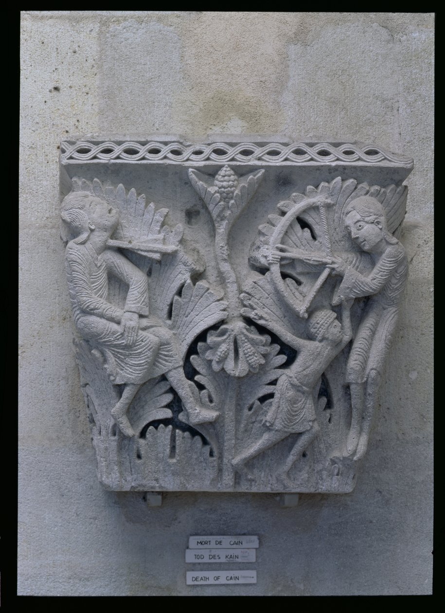 La muerte de Caín, capitel original de la nave de la catedral de French School