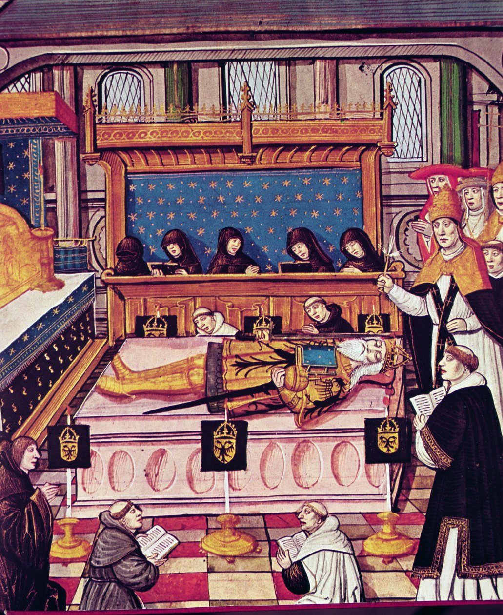 La muerte de Carlomagno en 814 (vitela) de French School