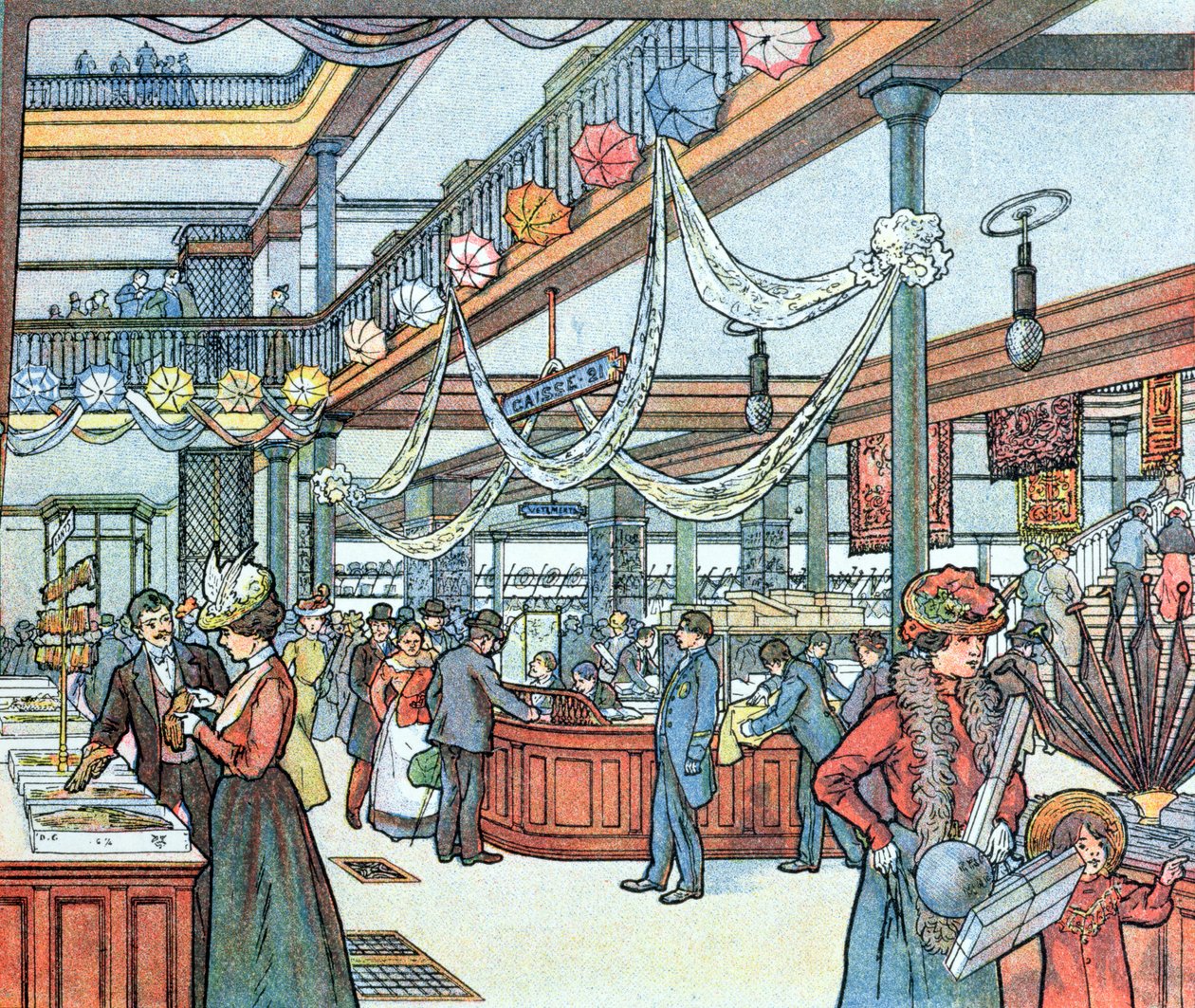 La Tienda por Departamentos, ilustración de Cours Schweiter, c.1900 de French School