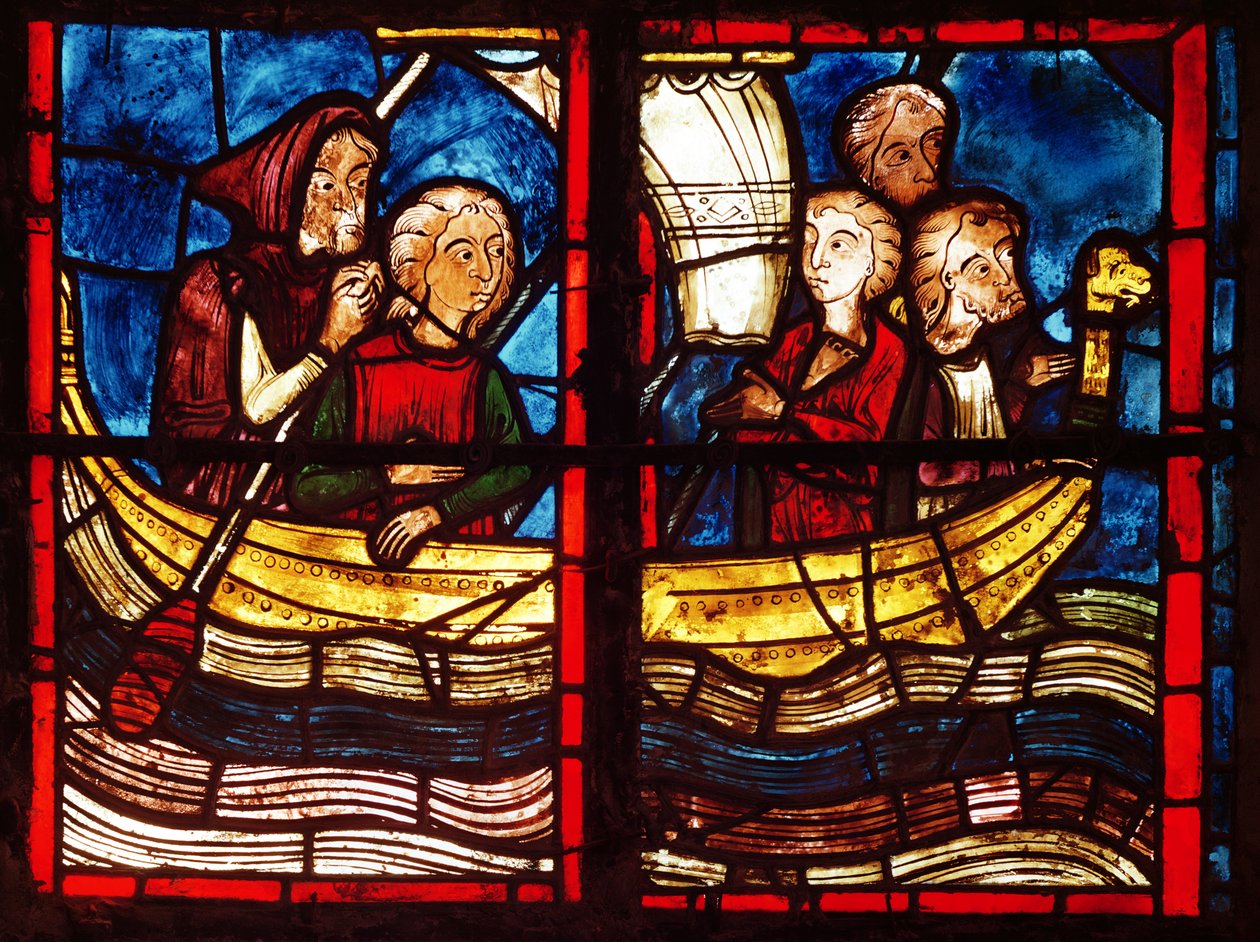La partida hacia Jerusalén, de la historia de Santa María de Egipto en la Capilla de la Santa Cruz de French School