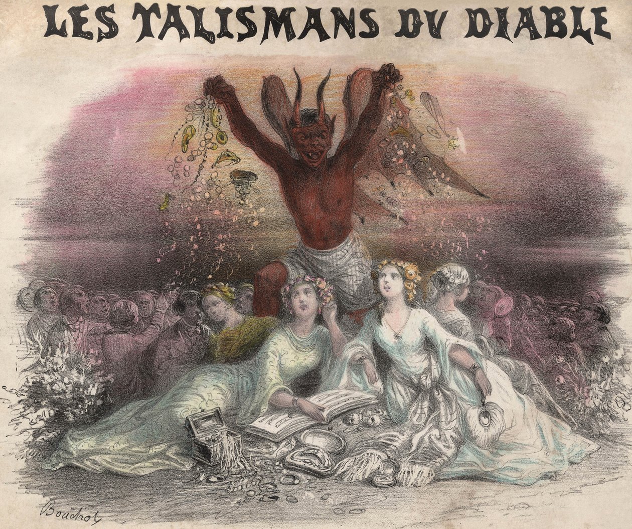 Los talismanes del diablo, canción para cuadrilla. Litografía de French School