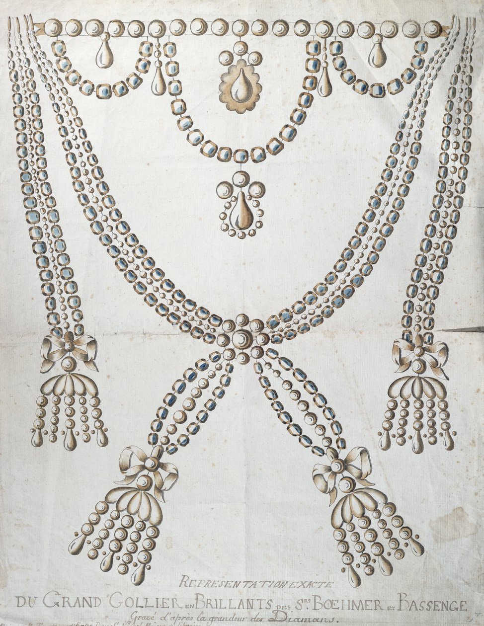 El collar de diamantes involucrado en el Asunto del Collar de la Reina, c.1785 de French School