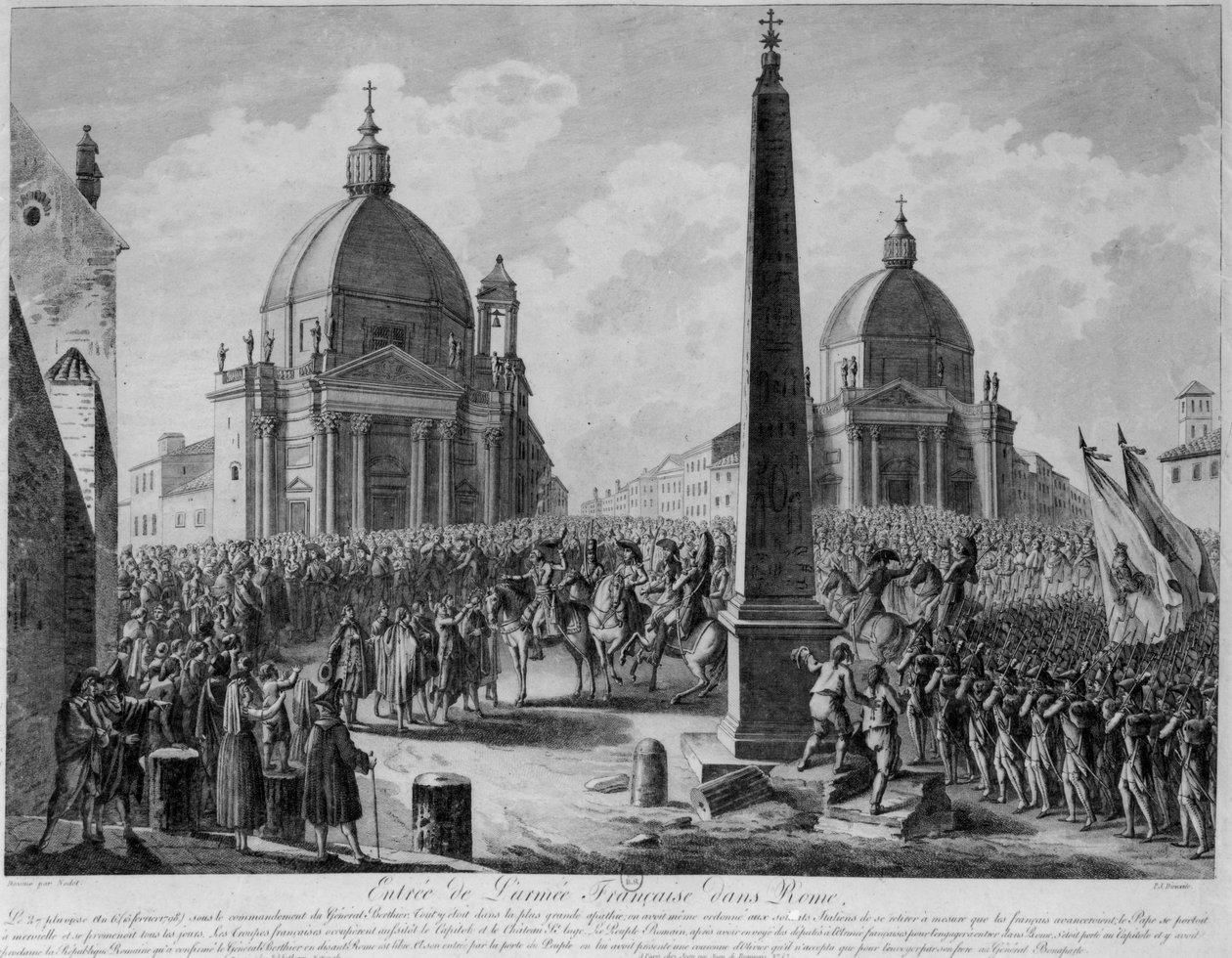 La entrada del ejército francés en Roma liderado por el mariscal Berthier, 15 de febrero de 1798 de French School