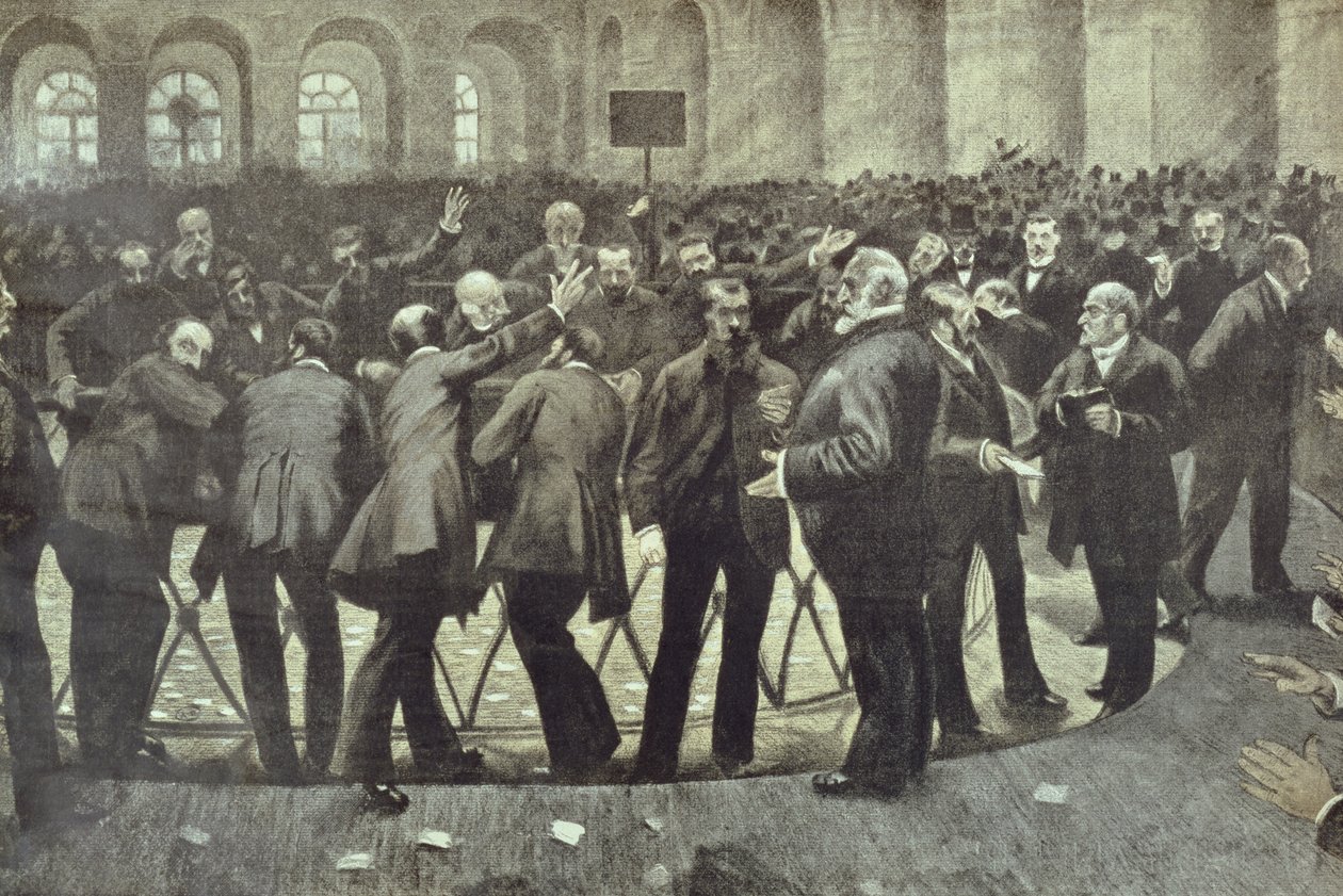 La famosa Corbeille en la Bolsa de París, c.1885 de French School