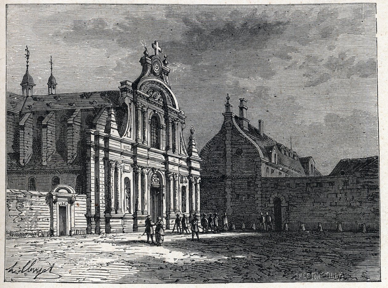 El convento de los Feuillants, lugar de reunión del Club de los Feuillants, una organización política realista durante la Revolución Francesa. Grabado de 1889. Colección privada de French School