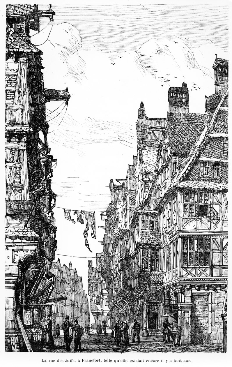 La Judengasse de Frankfurt, c.1860-70 de French School