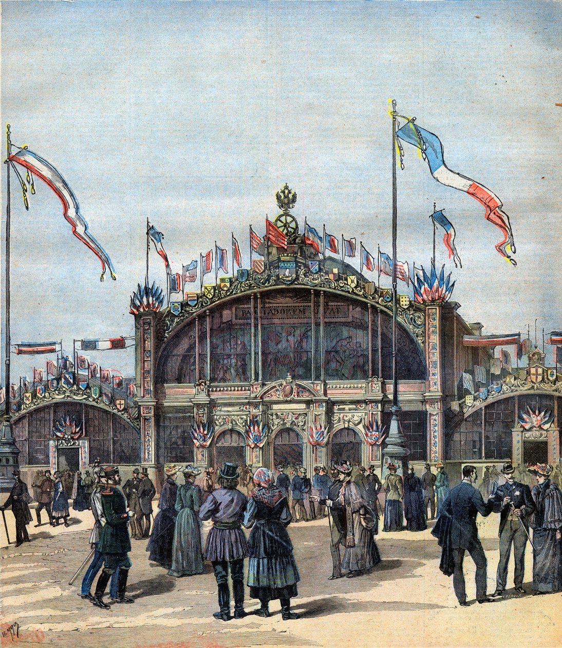 La Exposición Francesa en Moscú (mayo-octubre 1892) Vista de la fachada. Ilustración para Le Petit Journal de French School