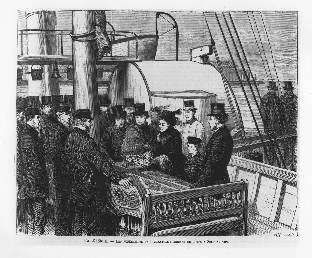 El funeral de David Livingstone: llegada de su cadáver a Southampton de French School