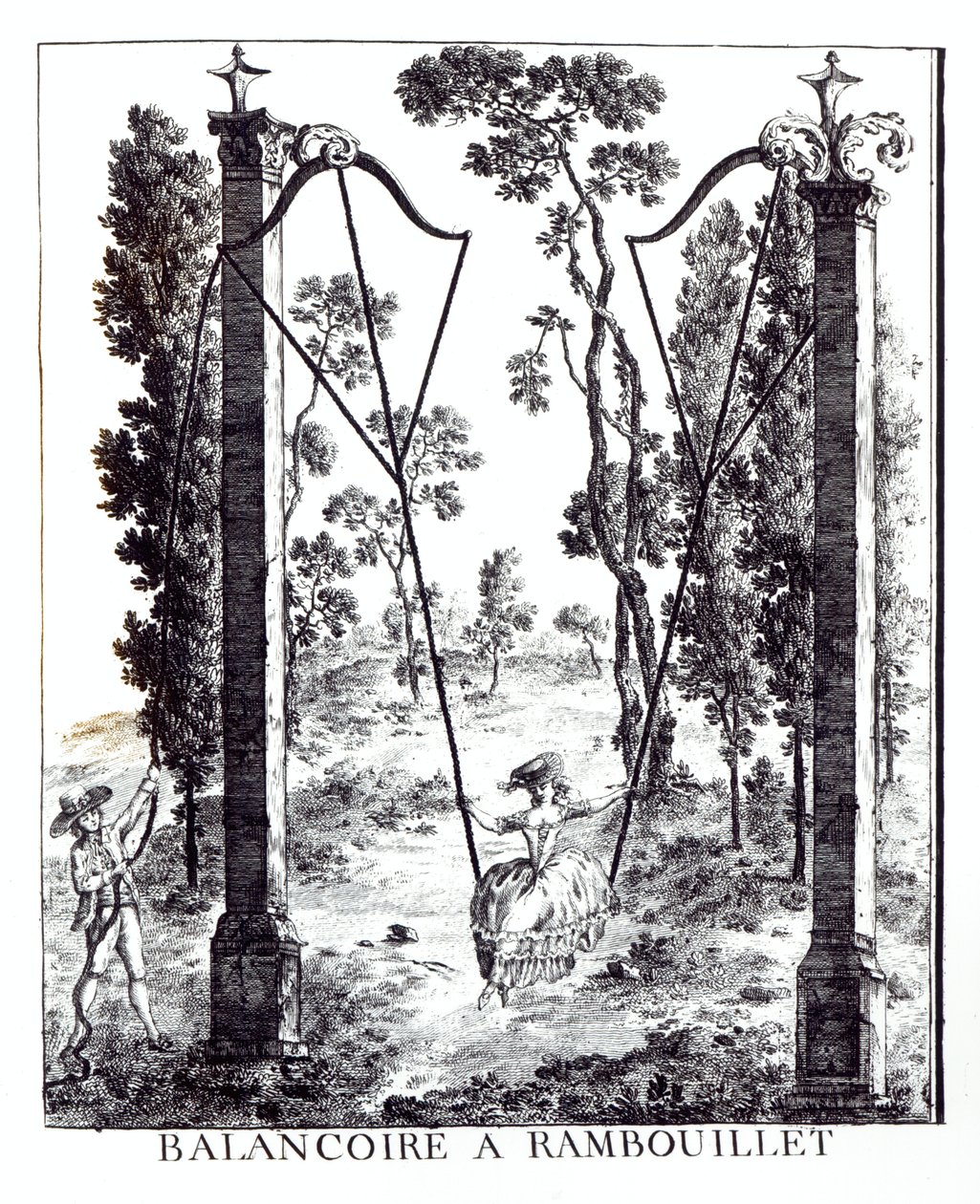 El columpio del jardín en Rambouillet, de Details des Nouveaux Jardins a la Mode por George Louis le Rouge, publicado en 1775-78 de French School