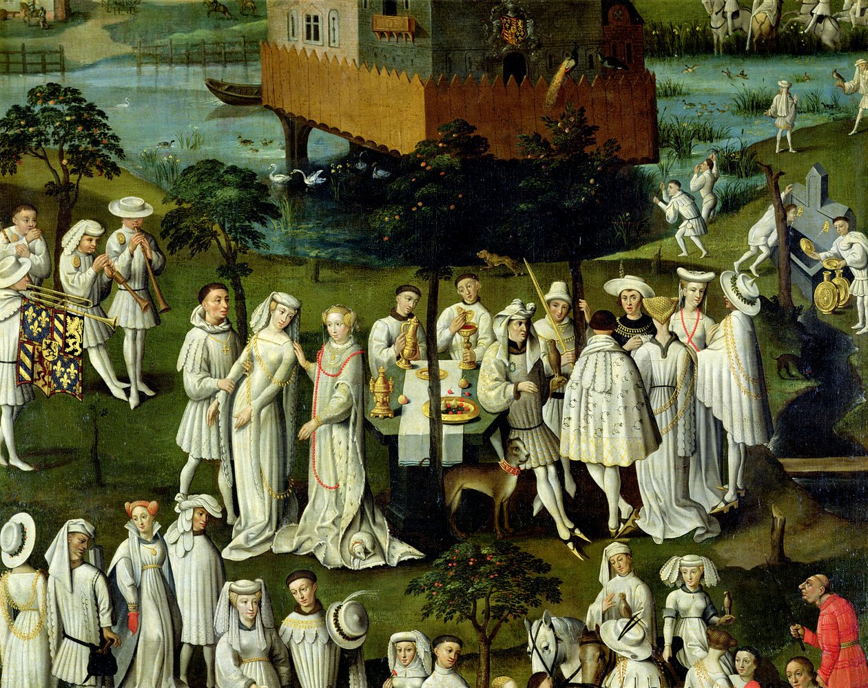 El jardín del amor en la corte de Felipe el Bueno, en los jardines del Château de Hesdin en 1431 (detalle) de French School