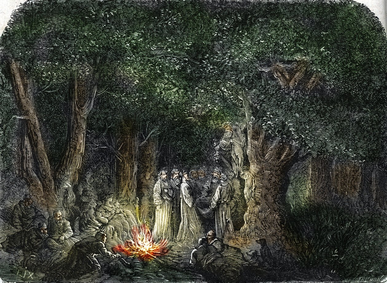 Los galos y sus sacerdotes o druidas (grabado) 1864 de French School
