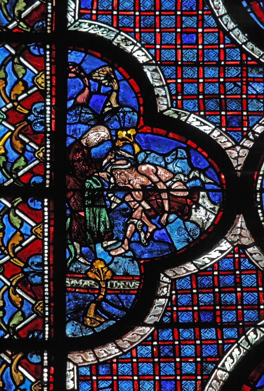 La ventana del Buen Samaritano: un samaritano venda sus heridas de French School