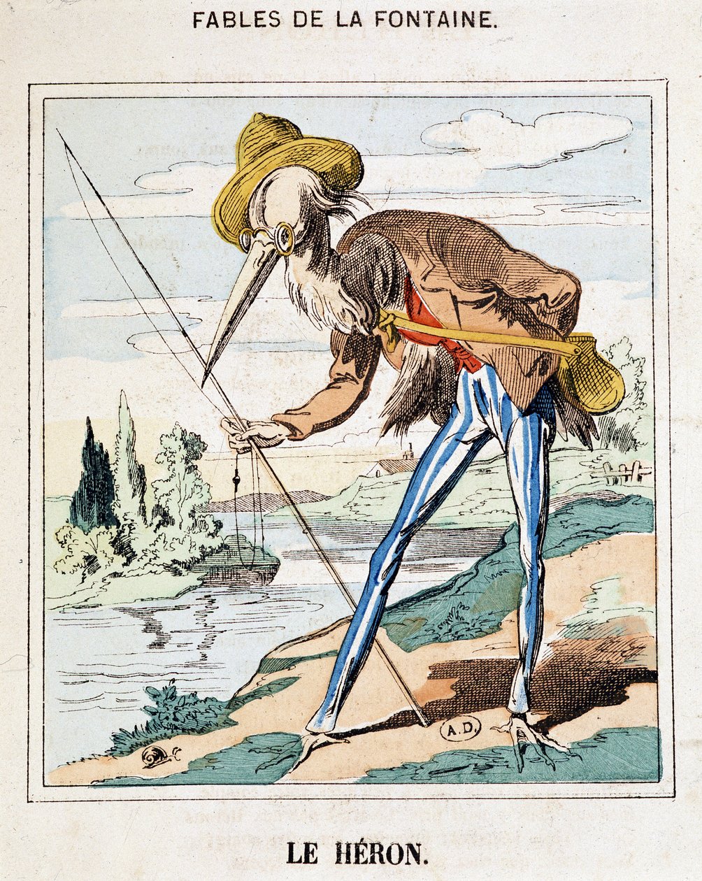 La garza (Fábulas de La Fontaine) de French School