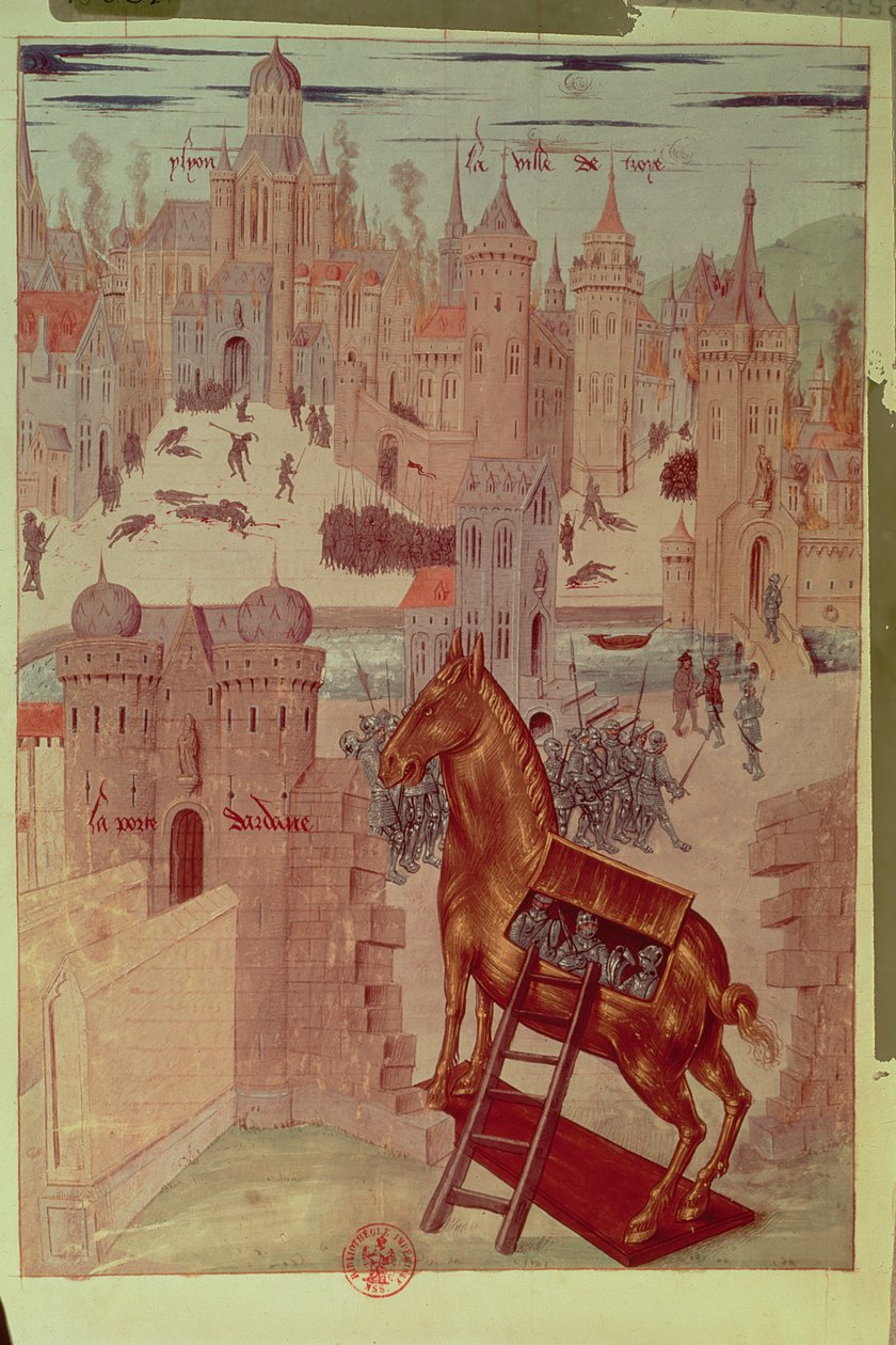 Historia de Troya" de Raoul Lefevre (impresión) de French School