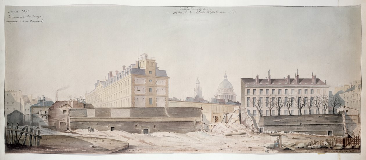 El agujero en la Rue Monge, el Colegio de Navarra y la Escuela Politécnica de París, 1870 de French School