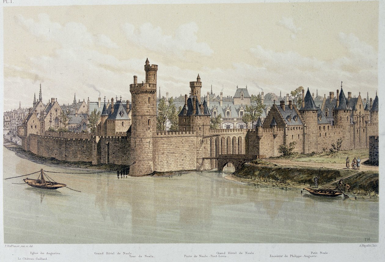 El Hotel y la Torre de Nesles en 1380 - en “París a través de los siglos”, finales del siglo XIX de French School