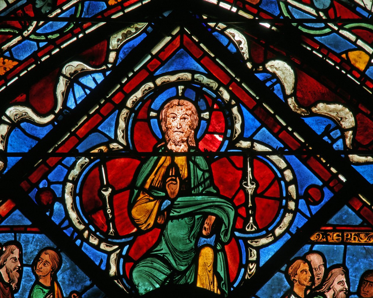 La ventana de José: Cristo en un cuatrifolio dando bendición de French School