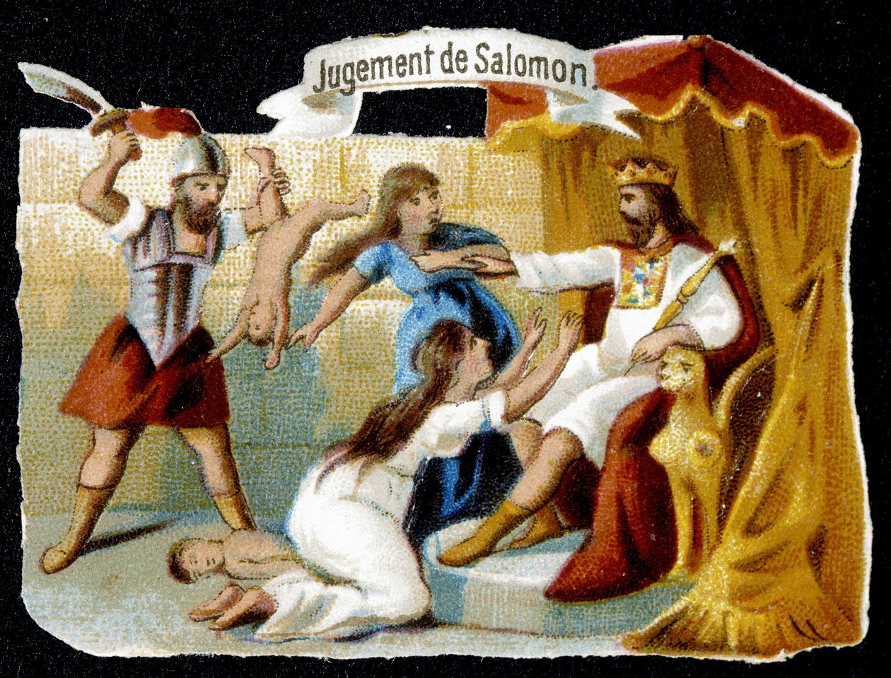 El Juicio de Salomón - Cromo, finales del siglo XIX de French School