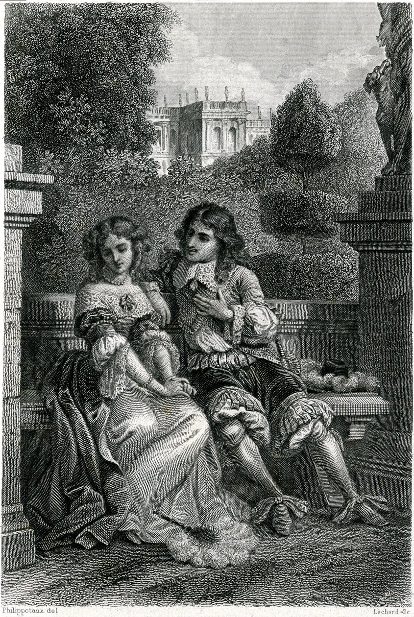 El rey de Francia Luis XIV en la galante compañía de Mademoiselle de la Vallière de French School