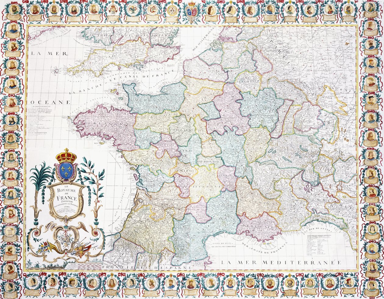 El Reino de Francia dividido en gobiernos locales, 1751 de French School