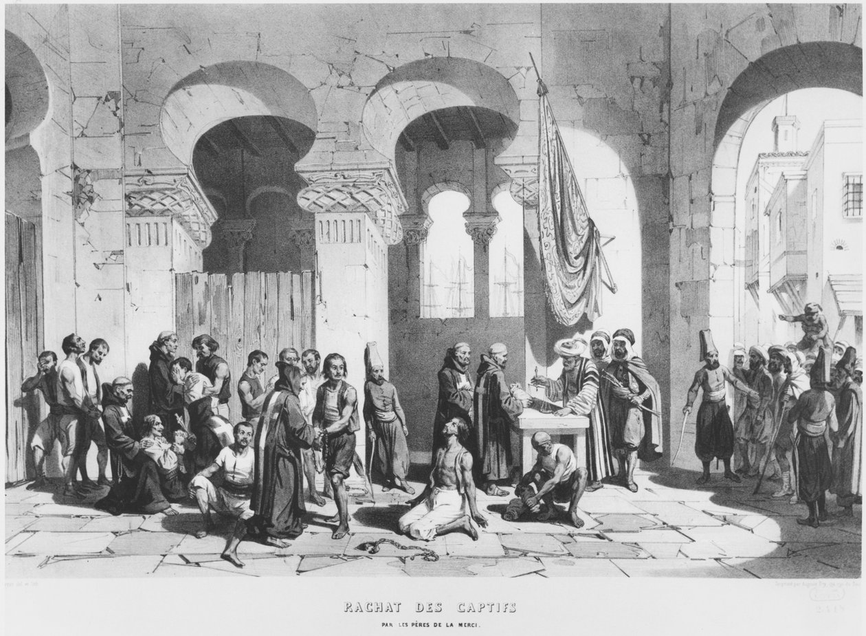 Los Padres de la Misericordia rescatando a los cautivos en Argelia, c.1830-40 de French School