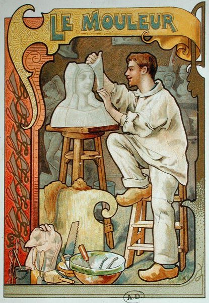 El moldeador, ilustración de un libro sobre los oficios, c.1899 de French School