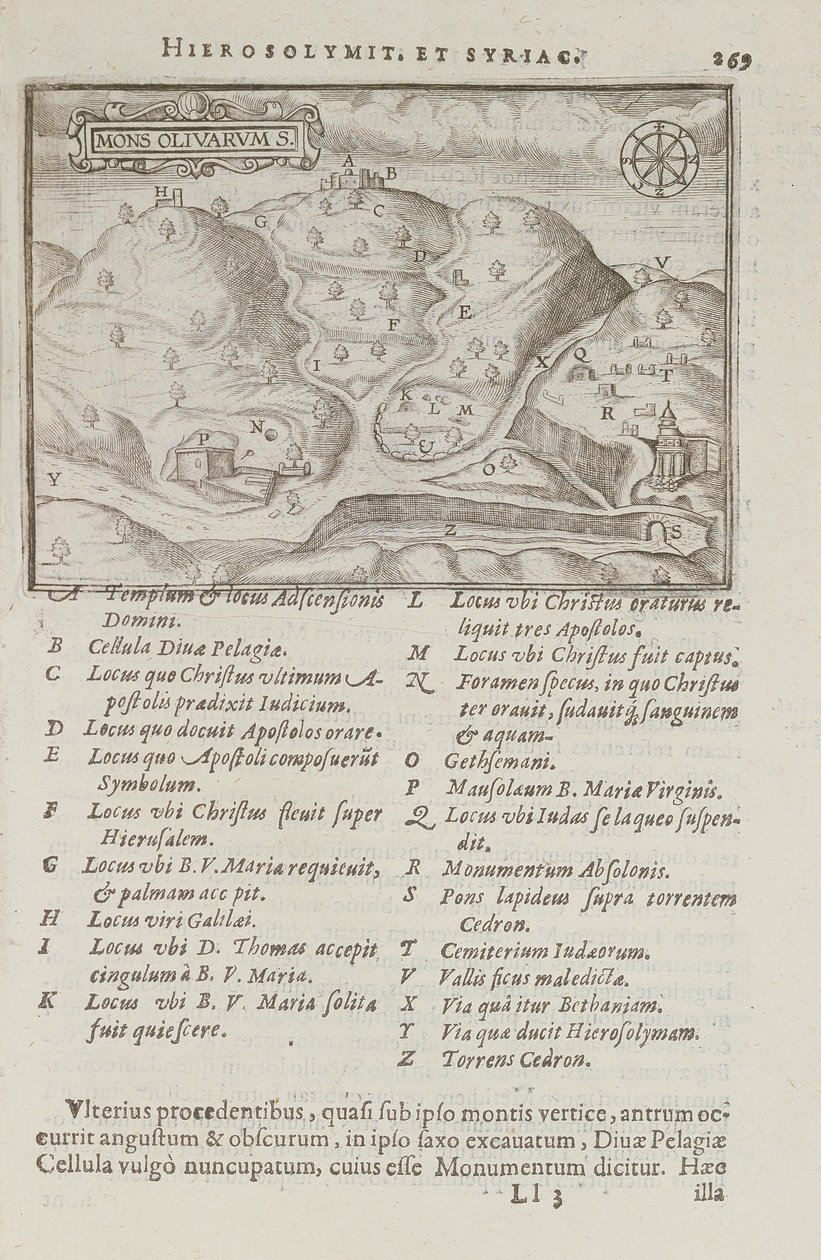 El Monte de los Olivos, Jerusalén, del Itinerarium Hierosolymitanum, por J. Cotovico, 1619 de French School