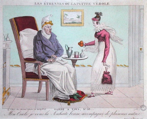 El regalo de Año Nuevo o la viruela, grabado por Gautier de French School