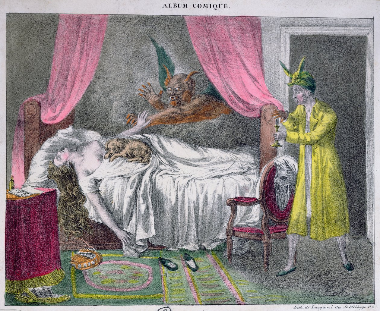 La pesadilla, grabado por Langlume de French School